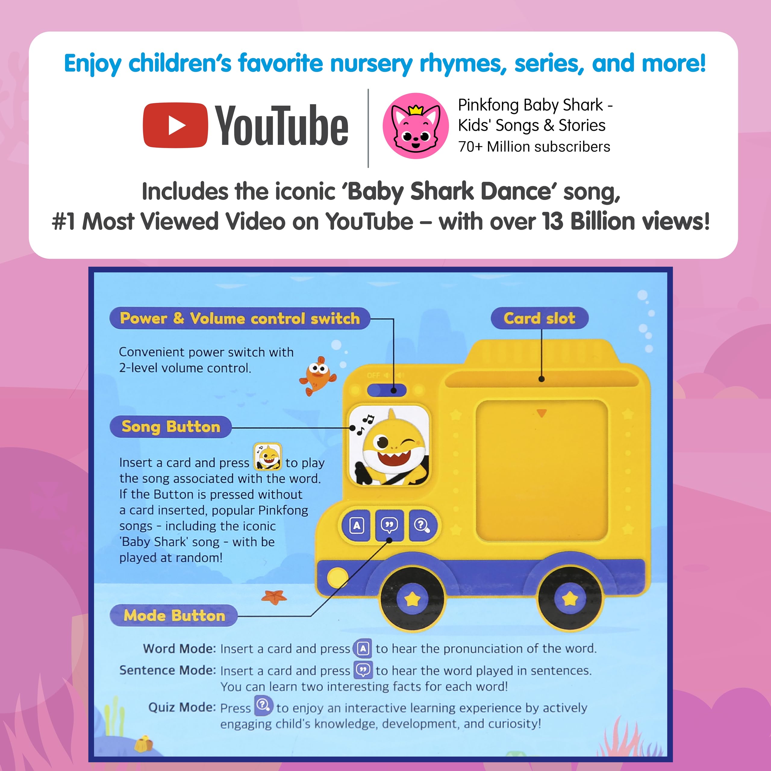 Pinkfong memory-friendly activities help kids remember new words through repetition.