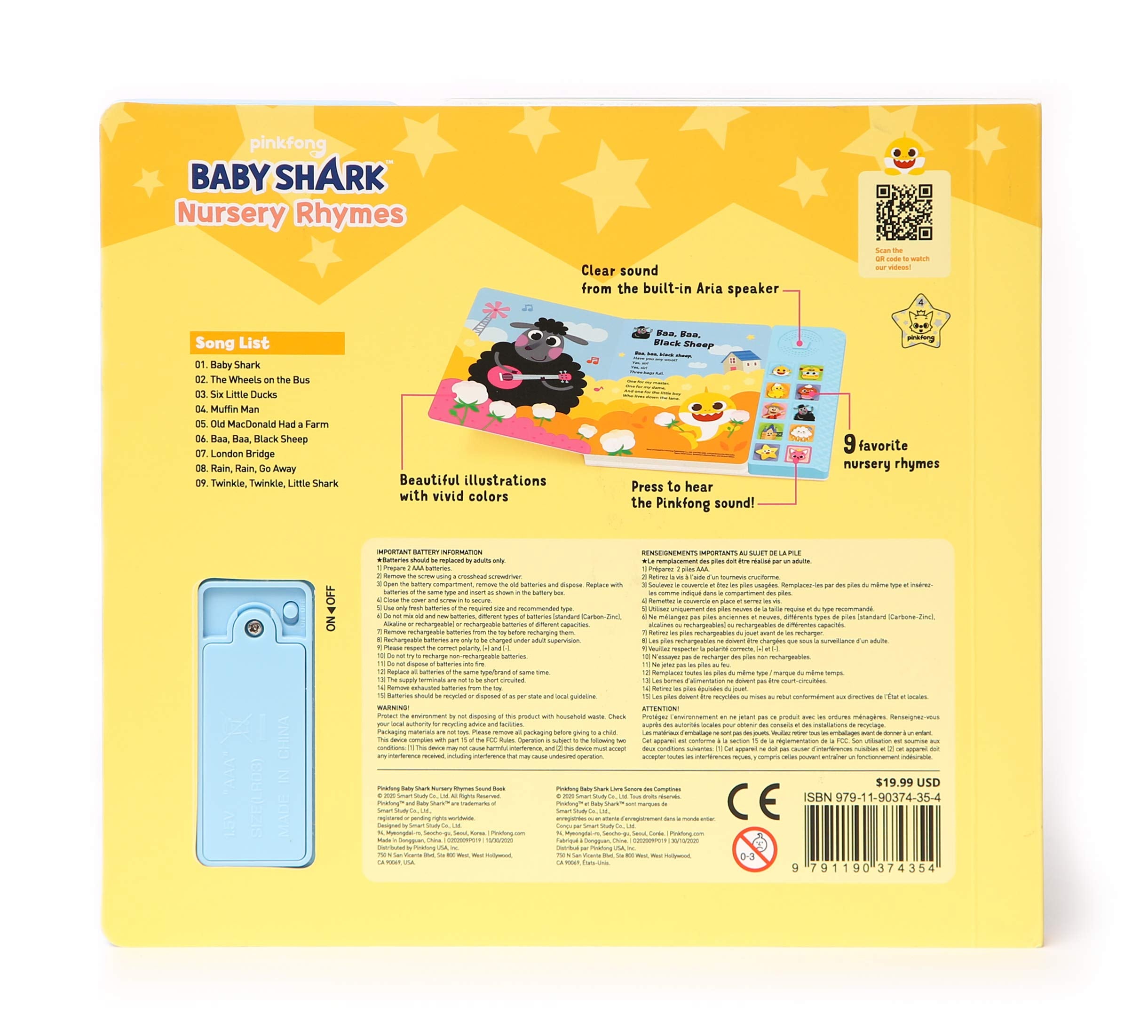 Durable, glare-reducing pages in Pinkfong Baby Shark Nursery Rhymes book.