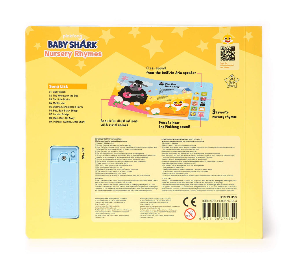 Durable, glare-reducing pages in Pinkfong Baby Shark Nursery Rhymes book.