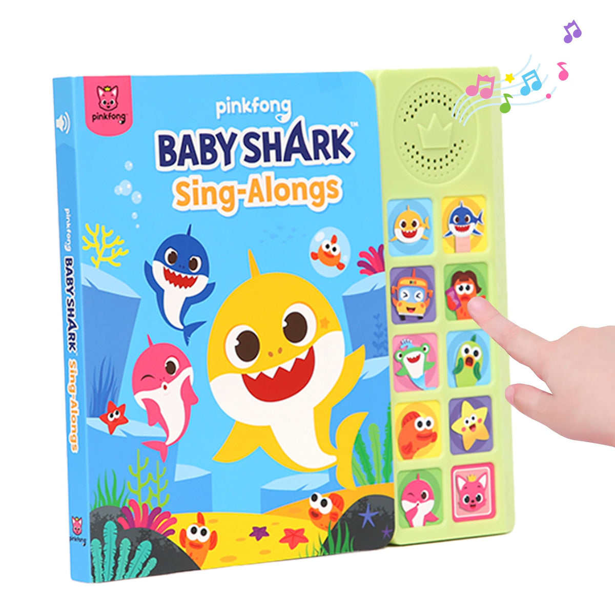 Pinkfong Baby Shark sound book cover with 10 buttons for interactive sing-alongs.