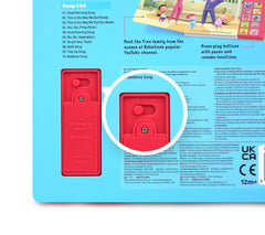 Pinkfong Bebefinn battery compartment securely tucked under safety cover.