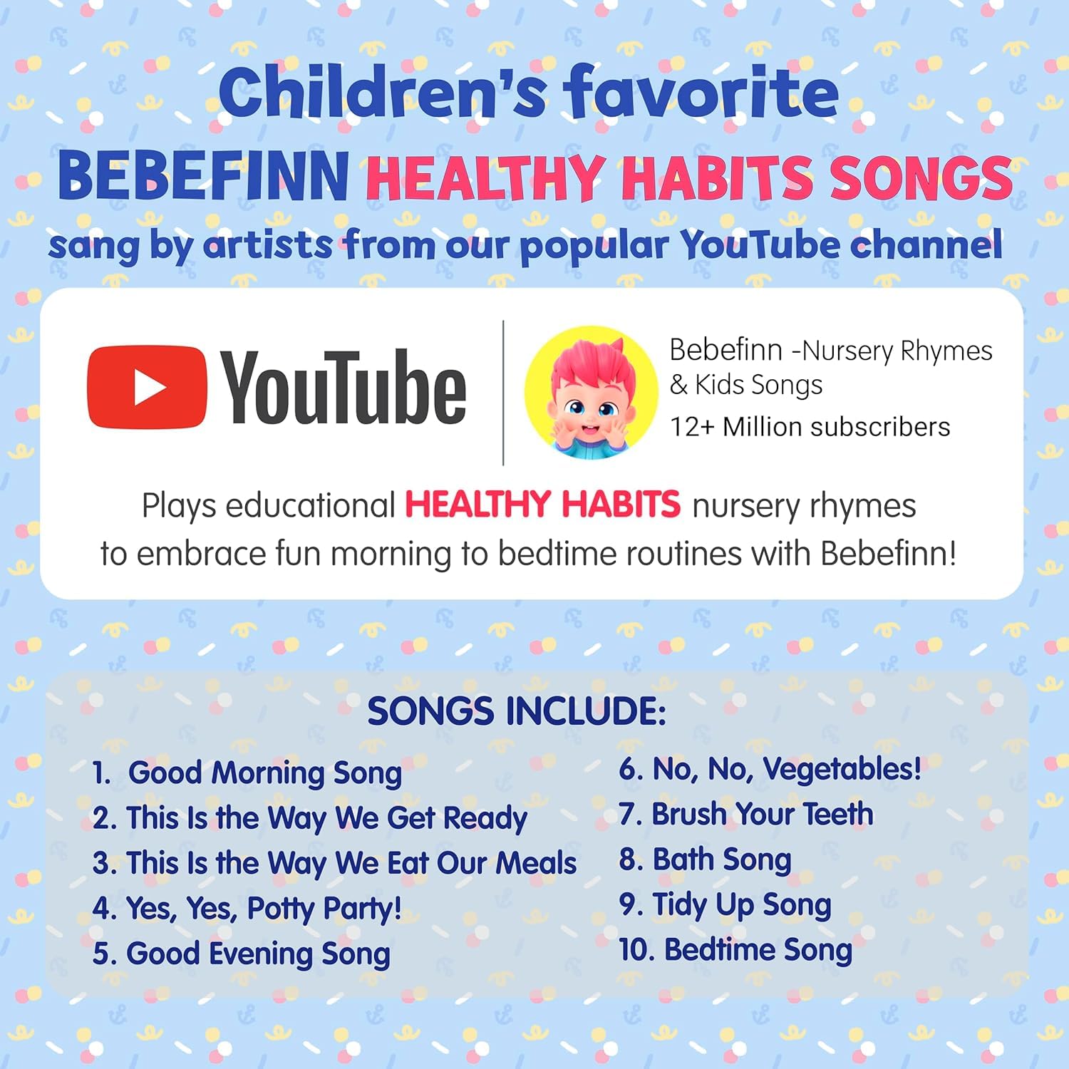Pinkfong Bebefinn playback panel with buttons invites hands-on interaction for routines.