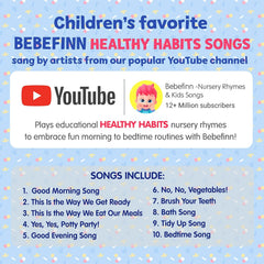 Pinkfong Bebefinn playback panel with buttons invites hands-on interaction for routines.