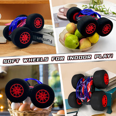 Pinkking RC car performing dramatic 360° flips for exciting stunts