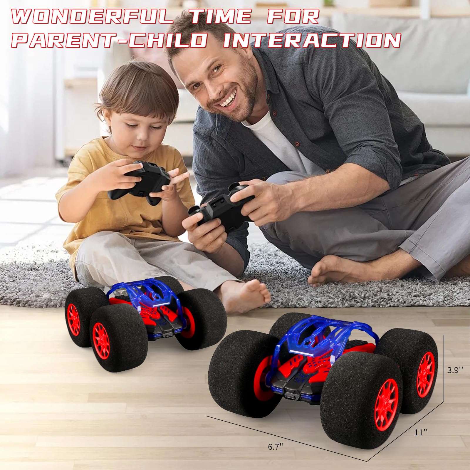 pinkking stunt car packaging and included accessories for gifting