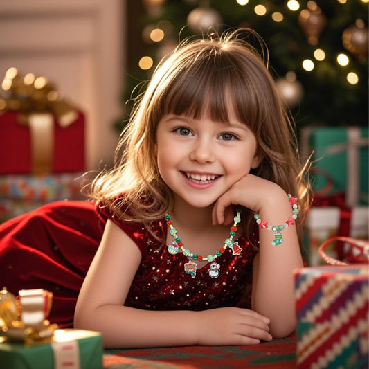 PinkSheep girls' jewelry with beaded charms, ideal for festive dress-up and gift-giving.