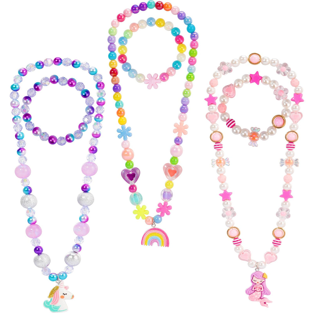 PinkSheep Mermaid necklaces for girls, vibrant beads ideal for party favors