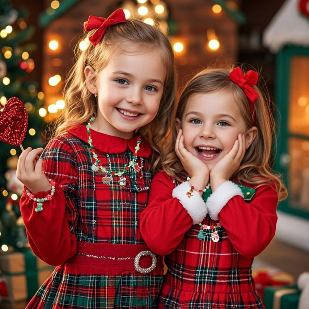PinkSheep holiday jewelry set serves as colorful party favors for kids' Christmas celebrations.
