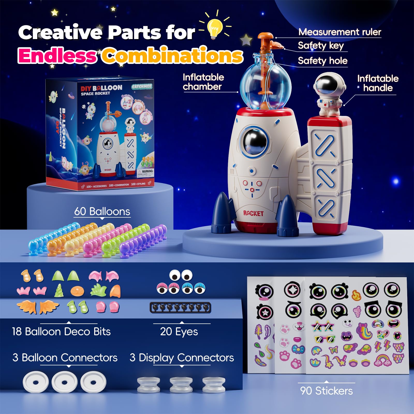 PINSHILE Space Magic balloons and pump bring birthday party fun to any room.