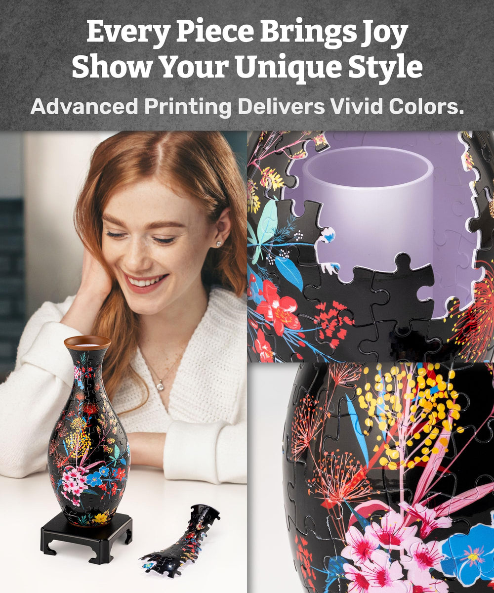 Pintoo 3D Puzzle Vase detachable stand provides stable display.