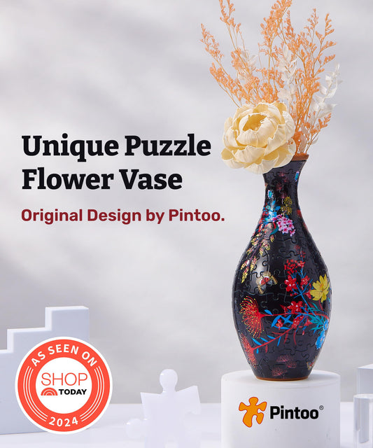Pintoo 3D Puzzle Vase detachable water cup for easy refreshing arrangements.