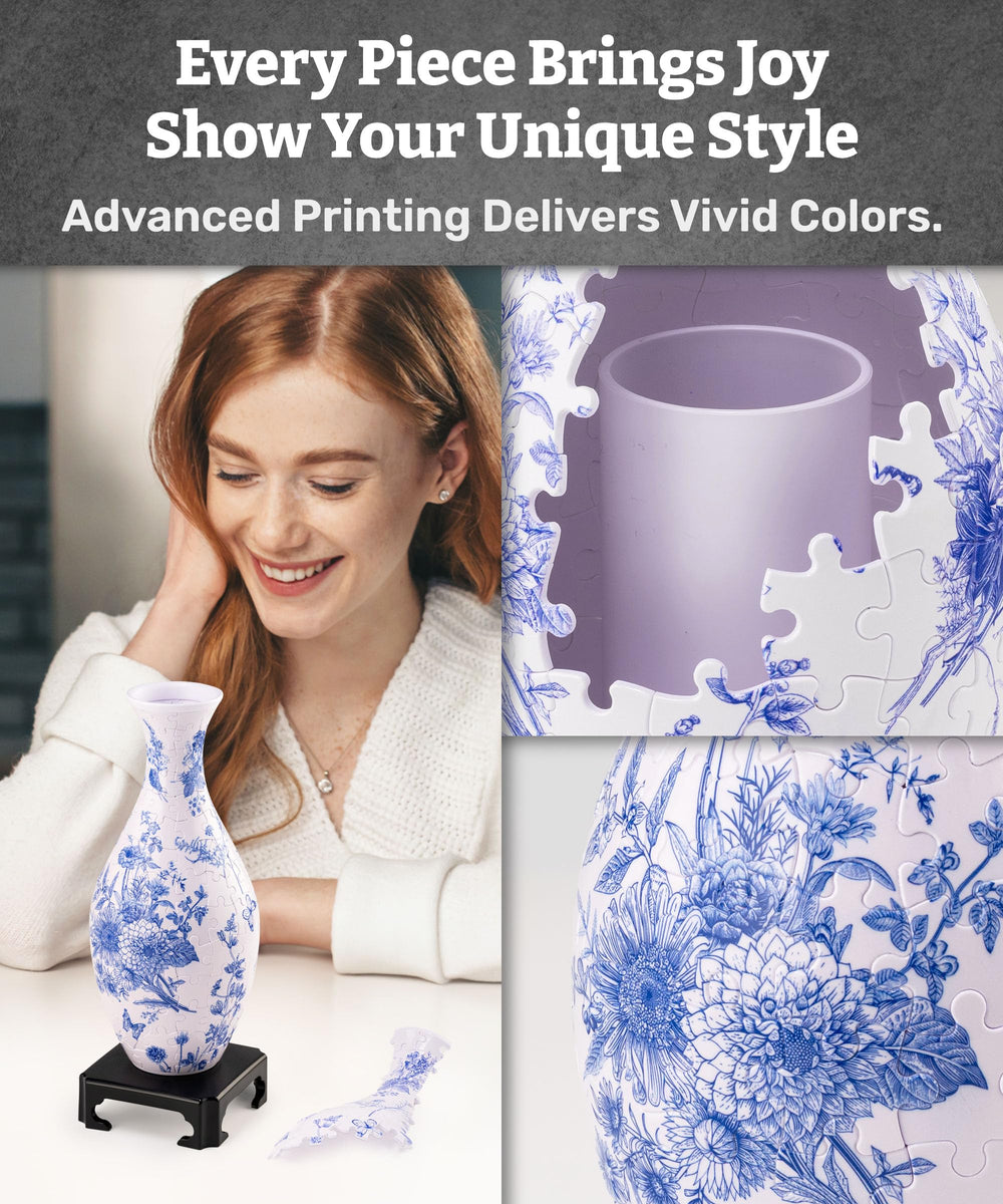 Pintoo 3D Puzzle Vase with detachable water cup ready for floral arrangements