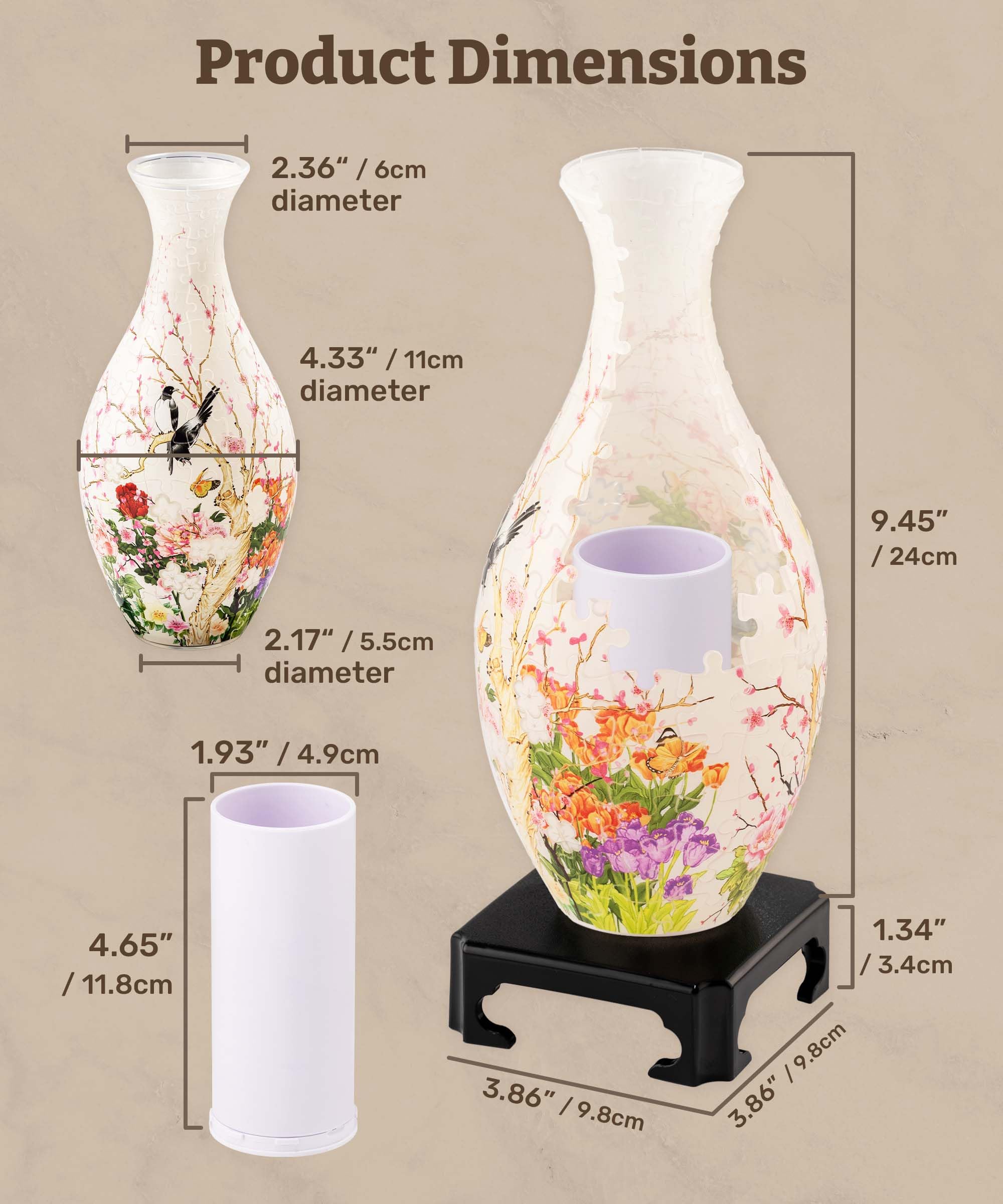 Pintoo vase glueless assembly for quick, sturdy display.