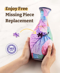 Pintoo vase pattern features vivid flowers and birds.