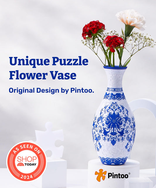 Pintoo puzzle vase curved pieces close-up showing craftsmanship