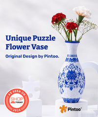 Pintoo puzzle vase curved pieces close-up showing craftsmanship
