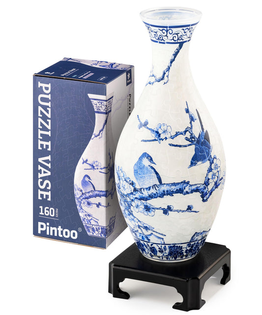 Pintoo S1025 3D Puzzle Vase assembly close-up for striking home decor.
