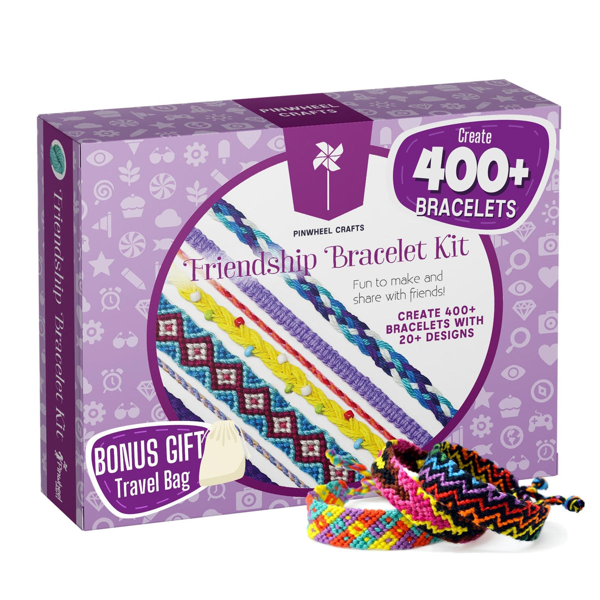 Pinwheel Crafts friendship bracelet kit on-the-go bag for portable crafting anywhere