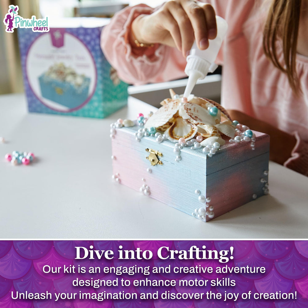Pinwheel Crafts Mermaid DIY Jewelry Box Kit glitter and jewels unlock endless design possibilities