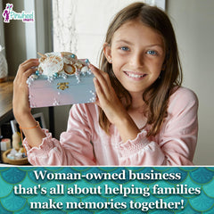Pinwheel Crafts Mermaid DIY Jewelry Box Kit paints and brushes enable vibrant, kid-friendly decorating