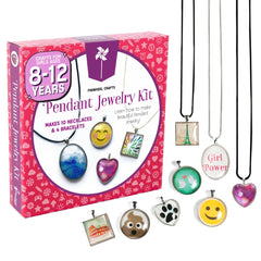 Pinwheel Crafts pendant kit starter contents for at-home jewelry making.