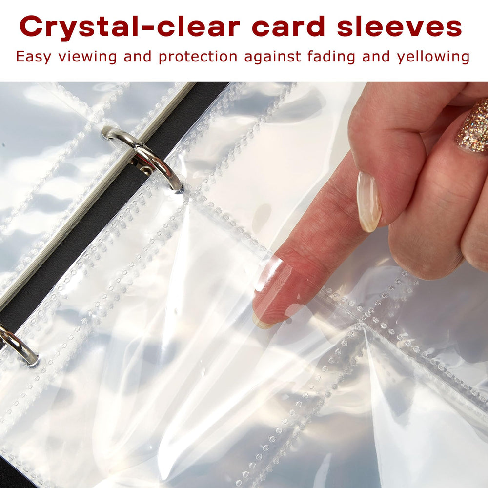Crystal-clear display pages for viewing cards without removal