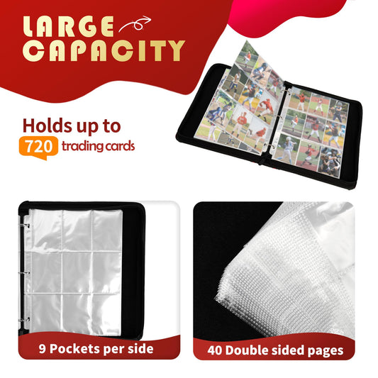 Pinzoveno trading card album with 50 pages keeps collection easy to flip
