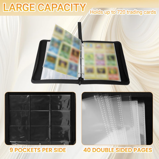 Inside view shows 9-pocket pages for easy organization.