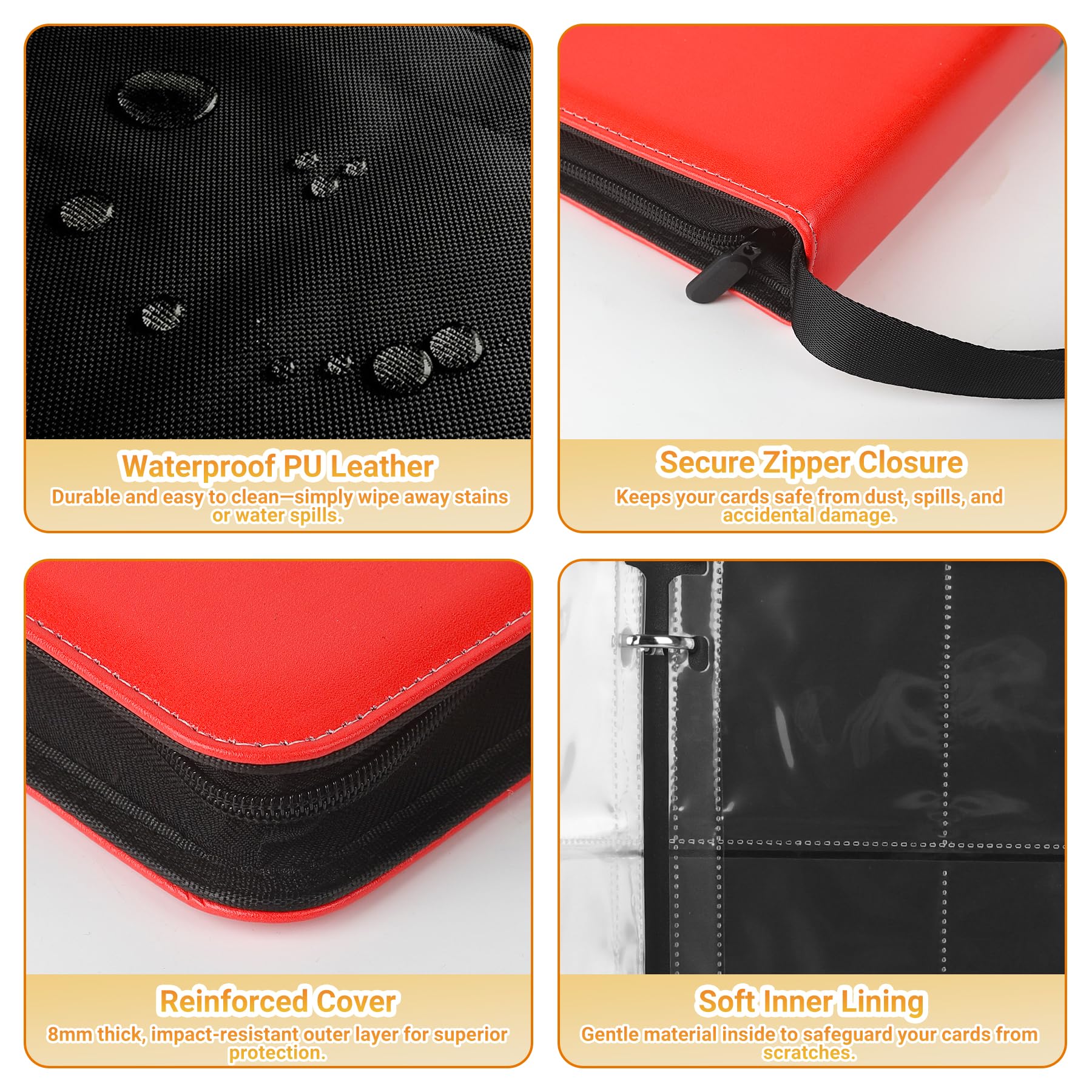 Side-loading pockets allow easy card insertion and removal.