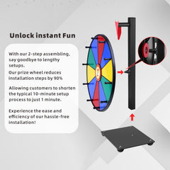 Pionites dry erase marker offers quick prize updates on the wheel surface.