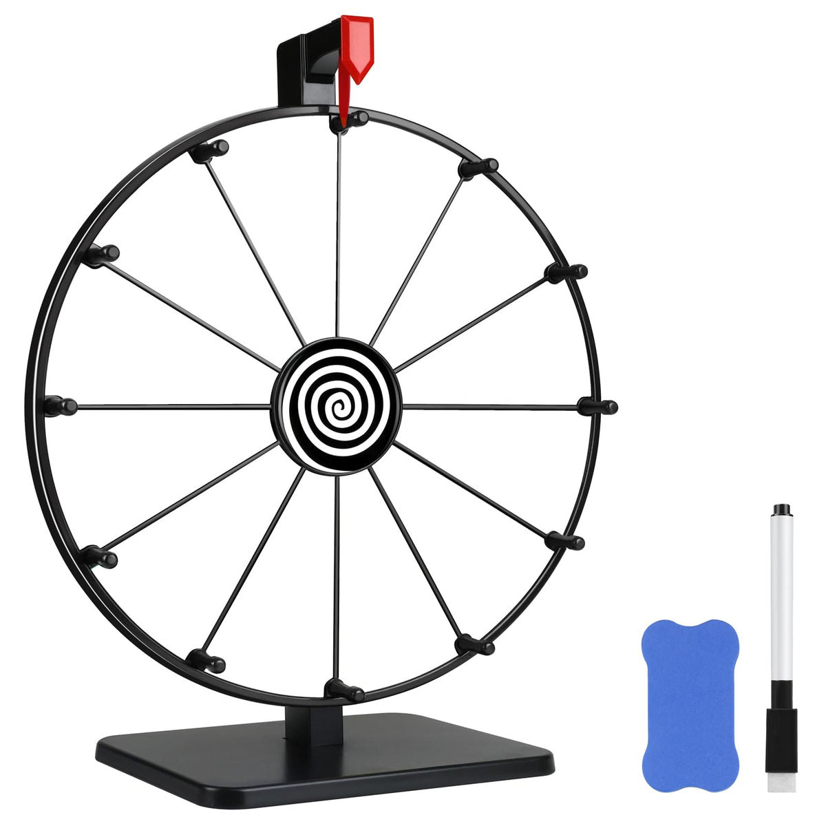 Pionites 12-inch prize wheel with 12 slots showcasing vibrant colors for interactive events.