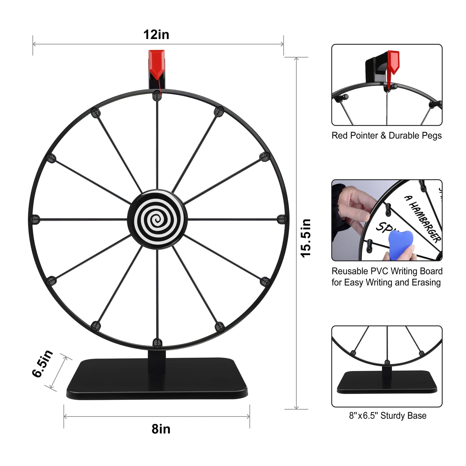 Pionites prize wheel color slots create an eye-catching display for parties and trade shows.