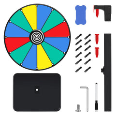 Pionites prize wheel with stable base on a surface for secure placement.