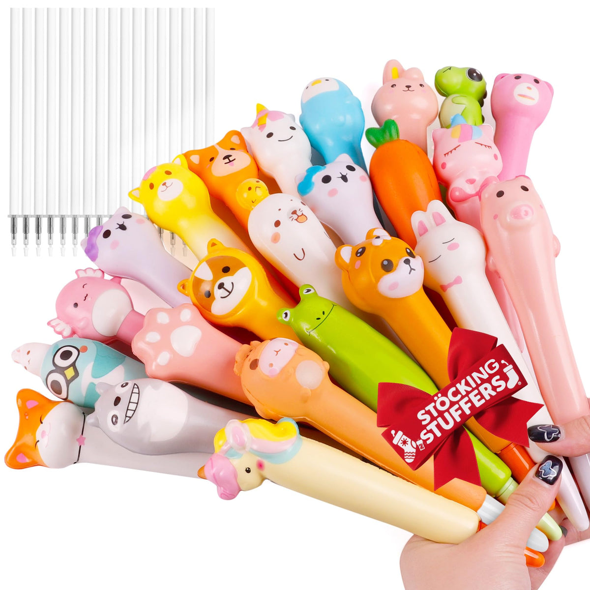 Pipigaty kawaii squishy pens 24pcs with soft plush grip for playful writing