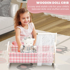 Pithfor doll cradle canopy adds a cozy bedtime ambiance.