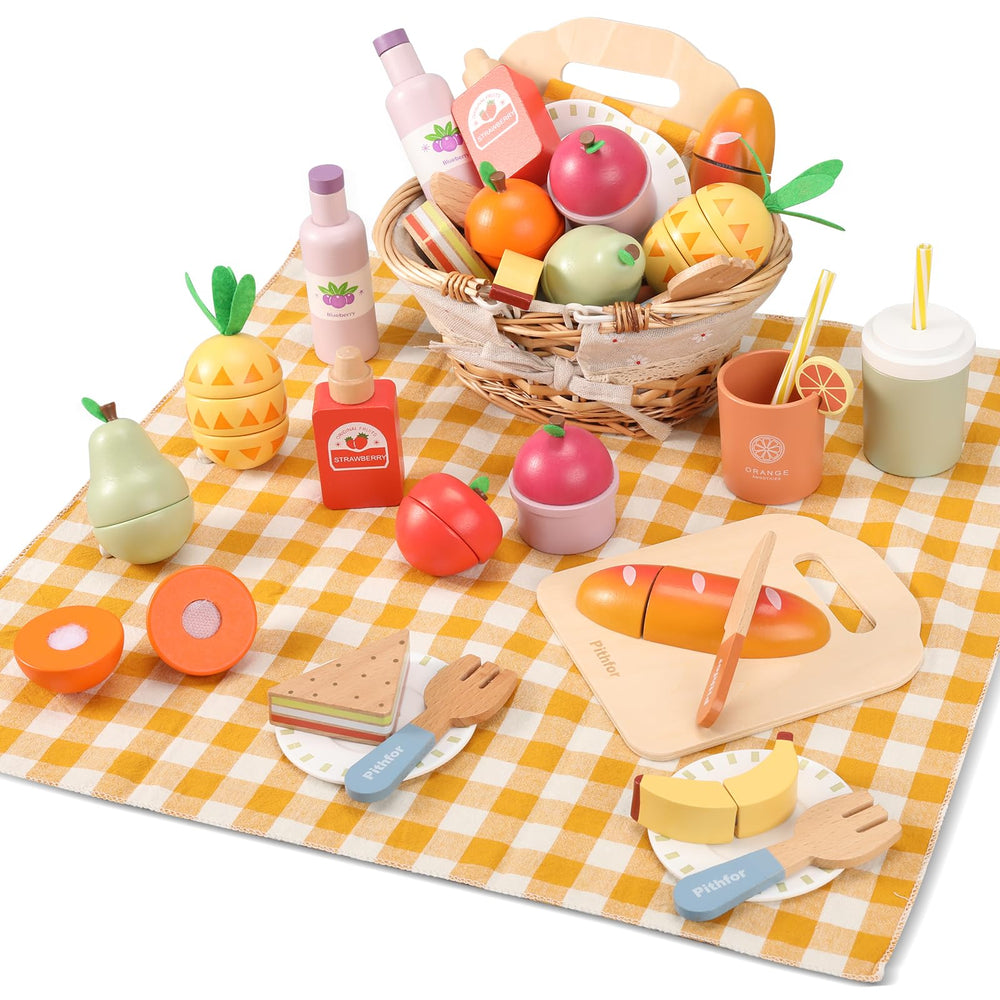 Pithfor Picnic Playset basket scene promotes imaginative meals and easy cleanup