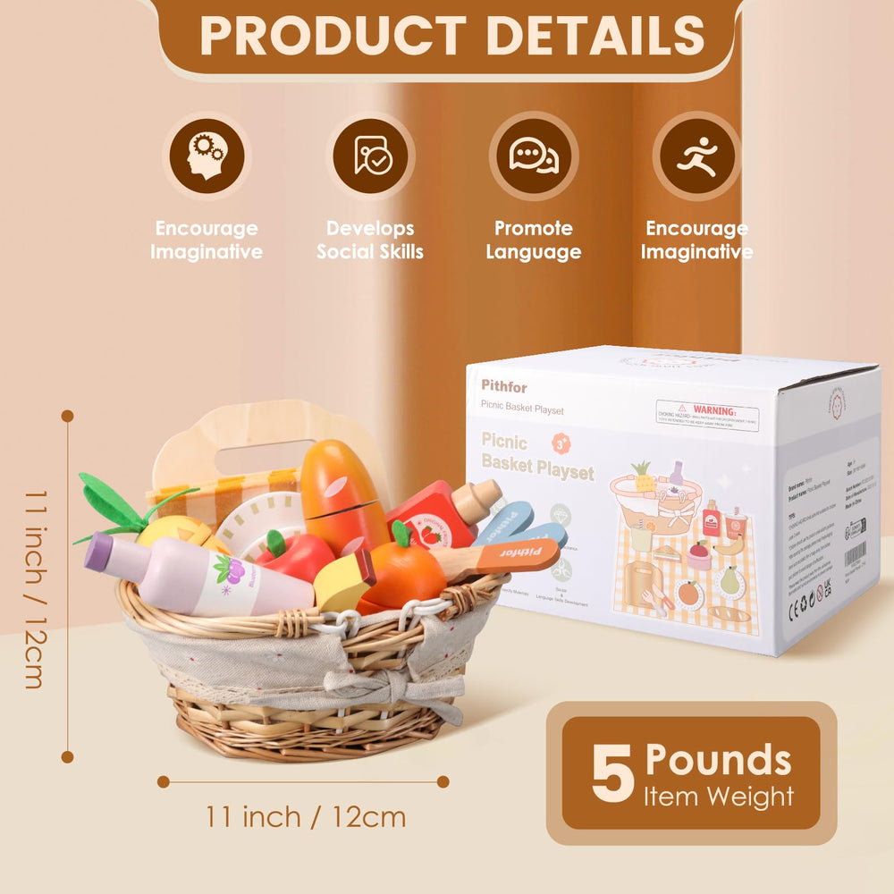 Pithfor Picnic Playset wooden fruits inspire imaginative cooking adventures