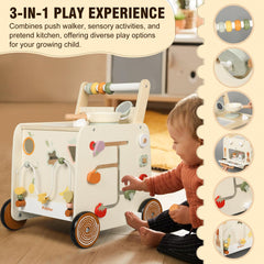 Pithfor wooden walker with sturdy push handle for confident first steps.