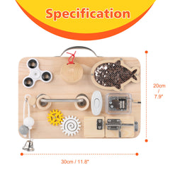 Pithfor wooden busy board hands-on play supports interactive learning.