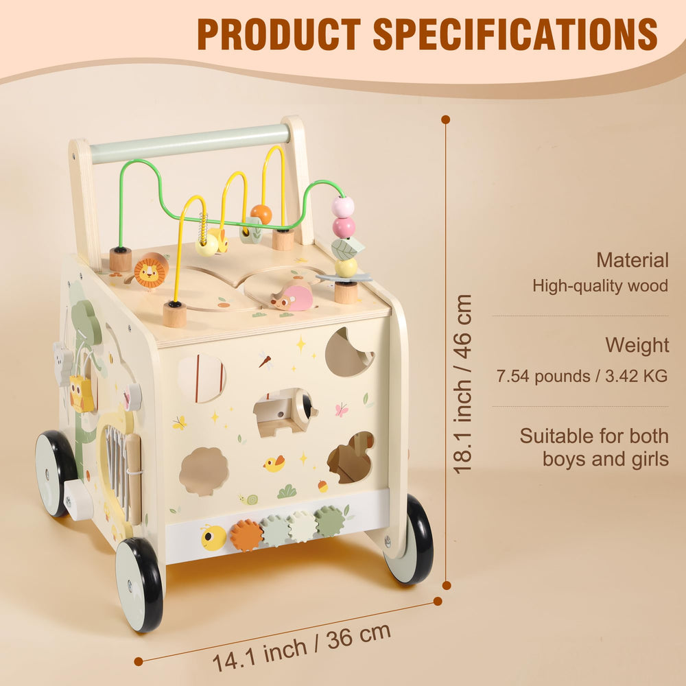 Pithfor wooden gears spin as baby explores and reaches