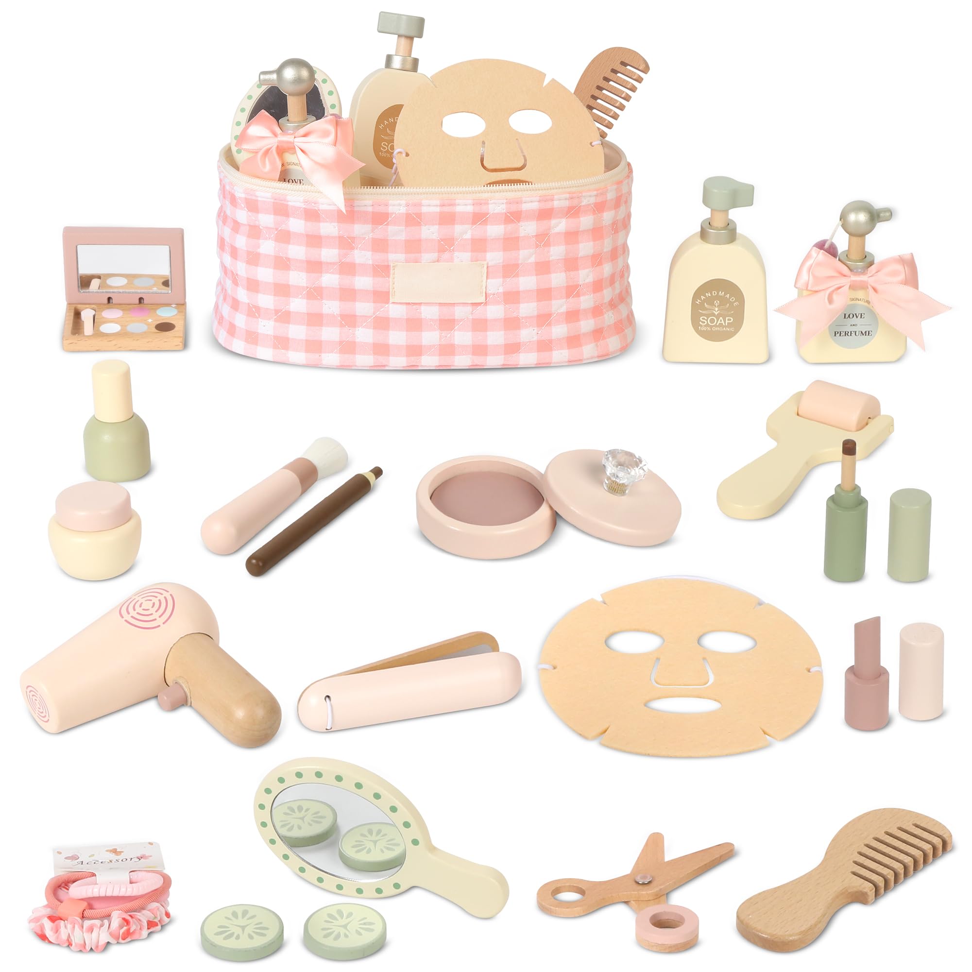 Pithfor wooden makeup toy set lipsticks for imaginative play and fine motor skills