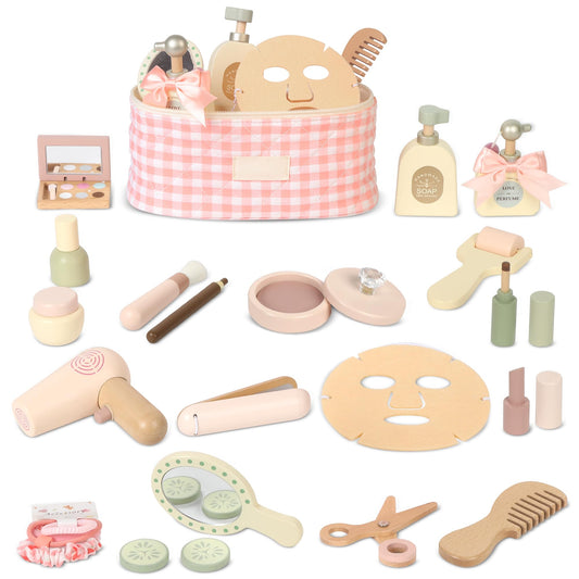 Pithfor wooden makeup toy set lipsticks for imaginative play and fine motor skills
