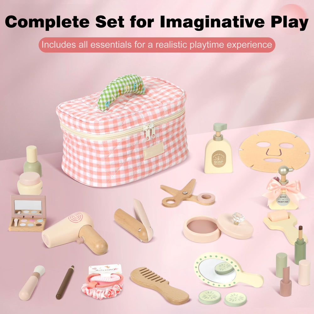 Pithfor wooden makeup toy set perfume bottles for pretend play