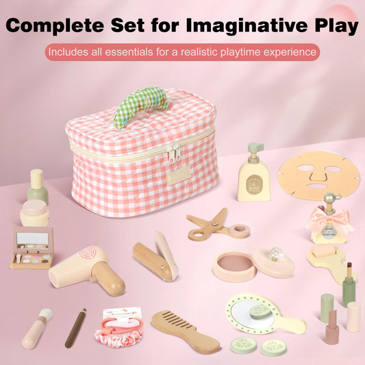 Pithfor wooden makeup toy set perfume bottles for pretend play