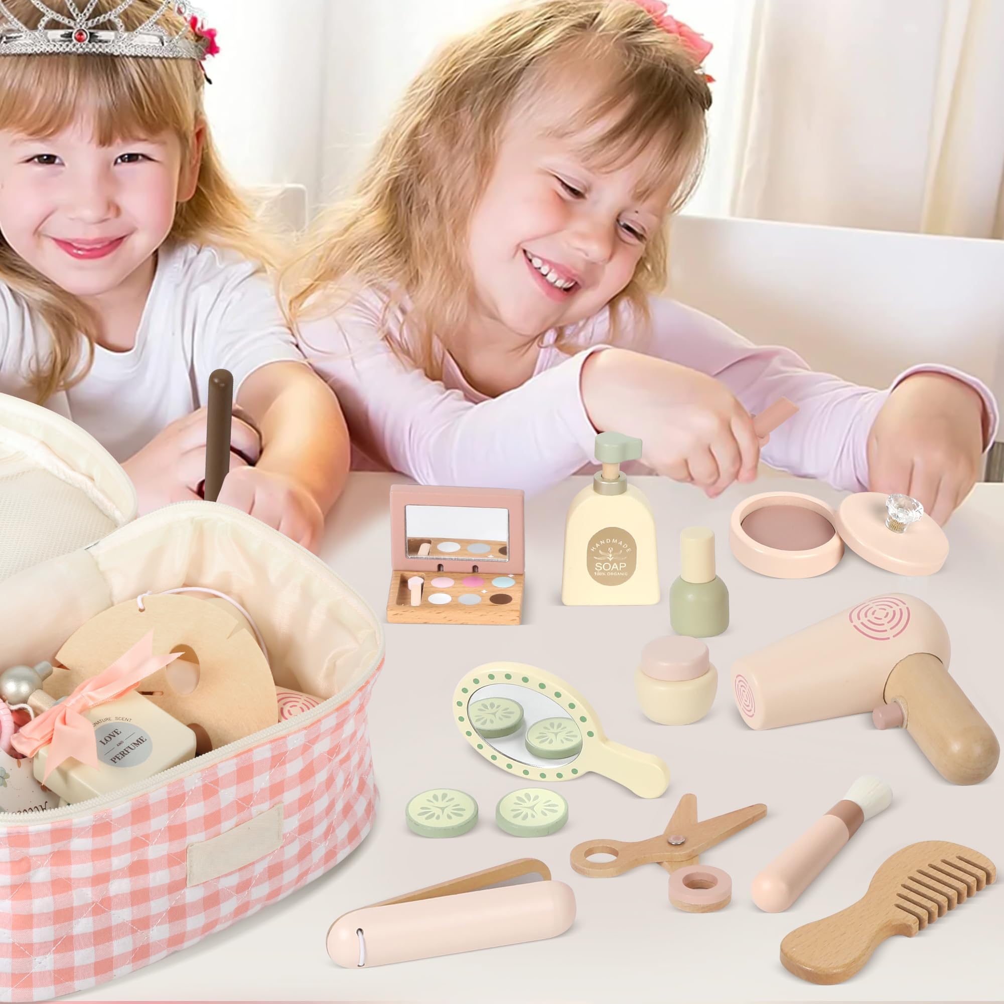 Pithfor wooden makeup toy set realistic details for hands-on learning