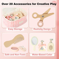 Pithfor wooden makeup toy set scissors for realistic grooming play