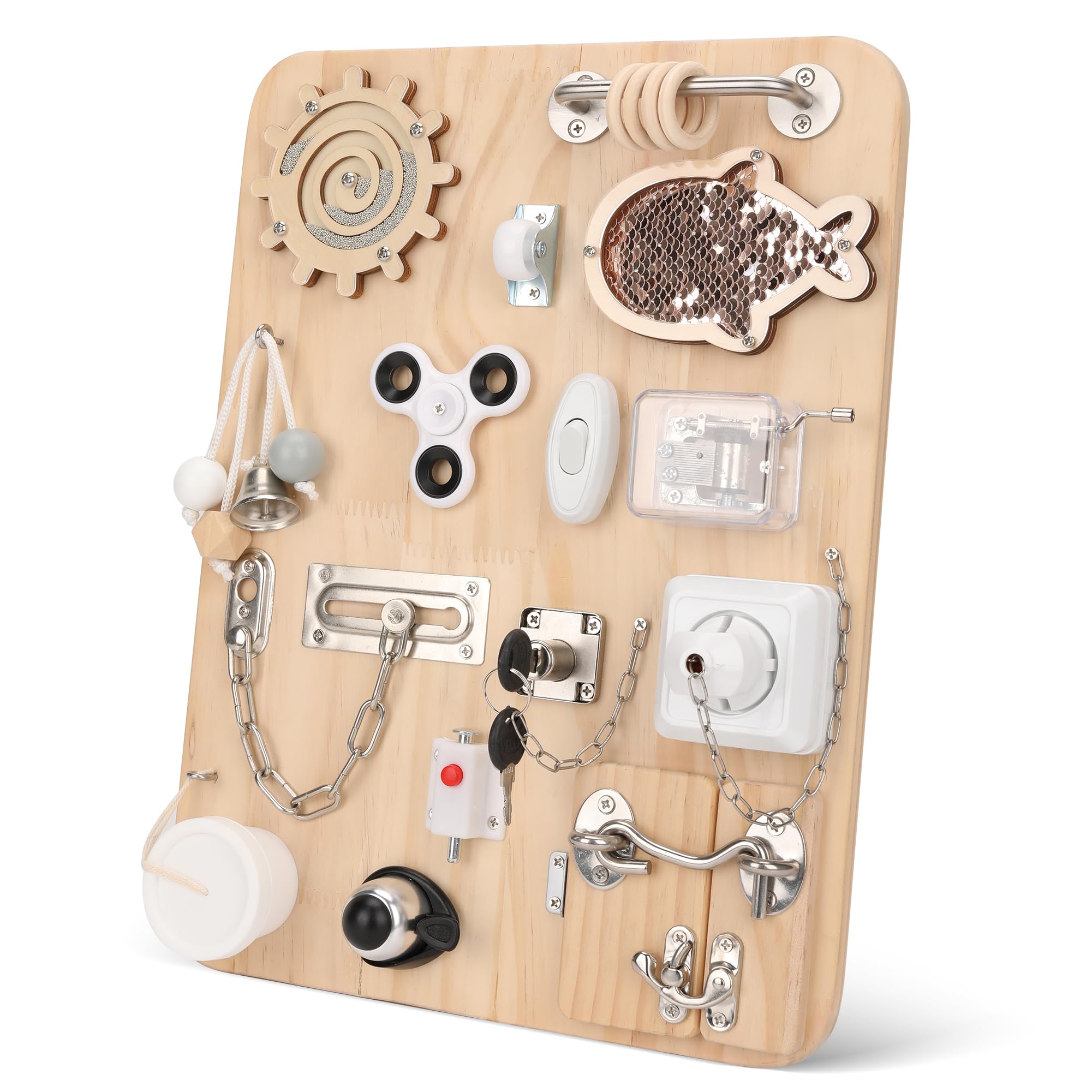 Pithfor wooden busy board buttons boost fine motor skills and focus during play