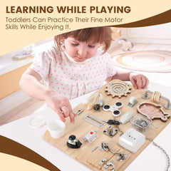 Pithfor wooden busy board latches support problem solving and hand-eye coordination