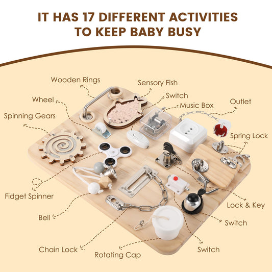 Pithfor busy board zippers provide tactile exploration and self-help skill practice