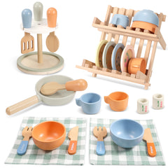 Pithfor wooden play cookware set with dishes sparks imaginative pretend meals for kids.